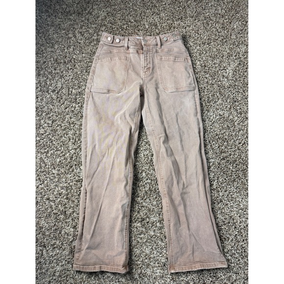 Flying Monkey Denim - Flying Monkey Womens High Rise Utility Straight Leg Jeans Mauve Pink Size 28